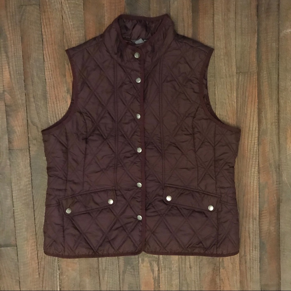 Eddie Bauer Women XL Puffer Quilted Burgundy Vest